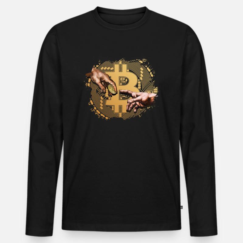 Geben Von Bitcoin - Männer Premium Bio Langarmshirt - Schwarz