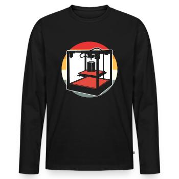 Retro 3D Printer - Men's Premium Organic Long Sleeve Shirt - black - Front - Nico (187cm)