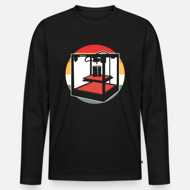 Retro 3D Printer - Men's Premium Organic Long Sleeve Shirt - black
