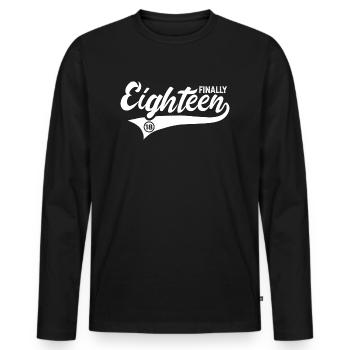 Enfin 18 ans 18 ans - T-shirt manches longues Premium bio Homme - noir - Devant - Nico (187cm)
