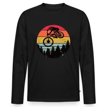 Rétro Downhill Mountainbiker Motif vintage - T-shirt manches longues Premium bio Homme - noir - Devant - Nico (187cm)