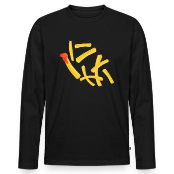 Frites au ketchup - T-shirt manches longues Premium bio Homme - noir - Devant - Nico (187cm)