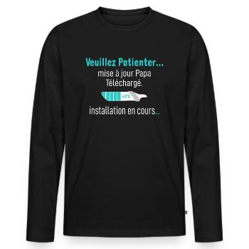 veuillez patientez mise à jour Papa Téléchargé - T-shirt manches longues Premium bio Homme - noir - Devant - Nico (187cm)
