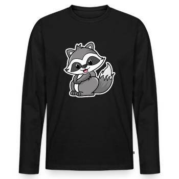 dessin animé mignon raton laveur - T-shirt manches longues Premium bio Homme - noir - Devant - Nico (187cm)