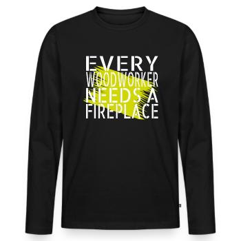 laisse jouer les tshirts de charpentier dictons drôles - T-shirt manches longues Premium bio Homme - noir - Devant - Nico (187cm)