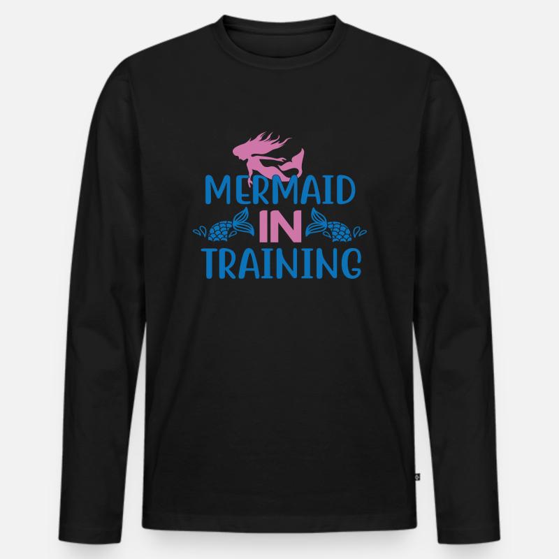 Mermaid In Training - Männer Premium Bio Langarmshirt - Schwarz