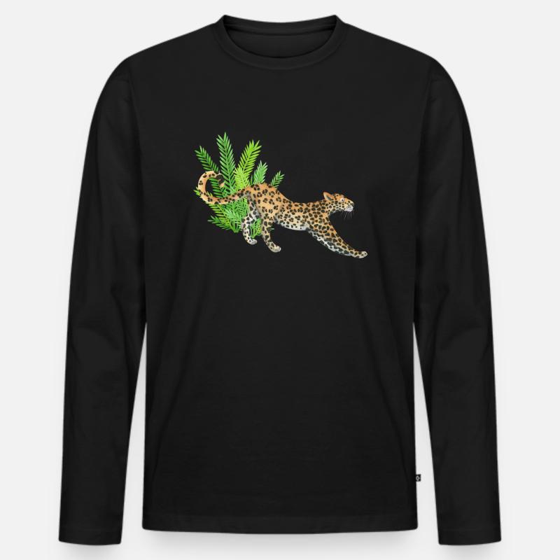 Leopard im Dschungel - Männer Premium Bio Langarmshirt - Schwarz