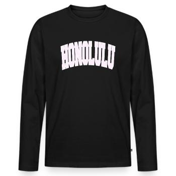 HONOLULU College - Männer Premium Bio Langarmshirt - Schwarz - Vorne - Nico (187cm)