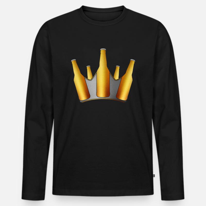 Krone - Männer Premium Bio Langarmshirt - Schwarz