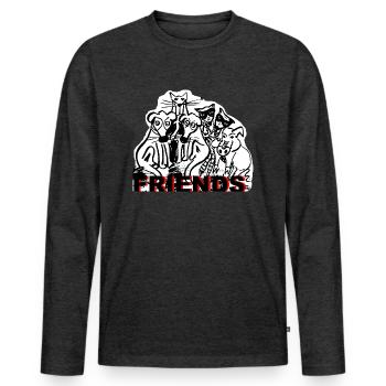 ZoffArt FRIENDS - Männer Premium Bio Langarmshirt - Anthrazit meliert - Vorne - Nico (187cm)