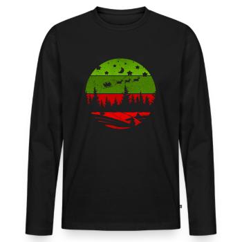 Christmas Pattern - Vintage Christmas Red and Green Trees - Men's Premium Organic Long Sleeve Shirt - black - Front - Nico (187cm)