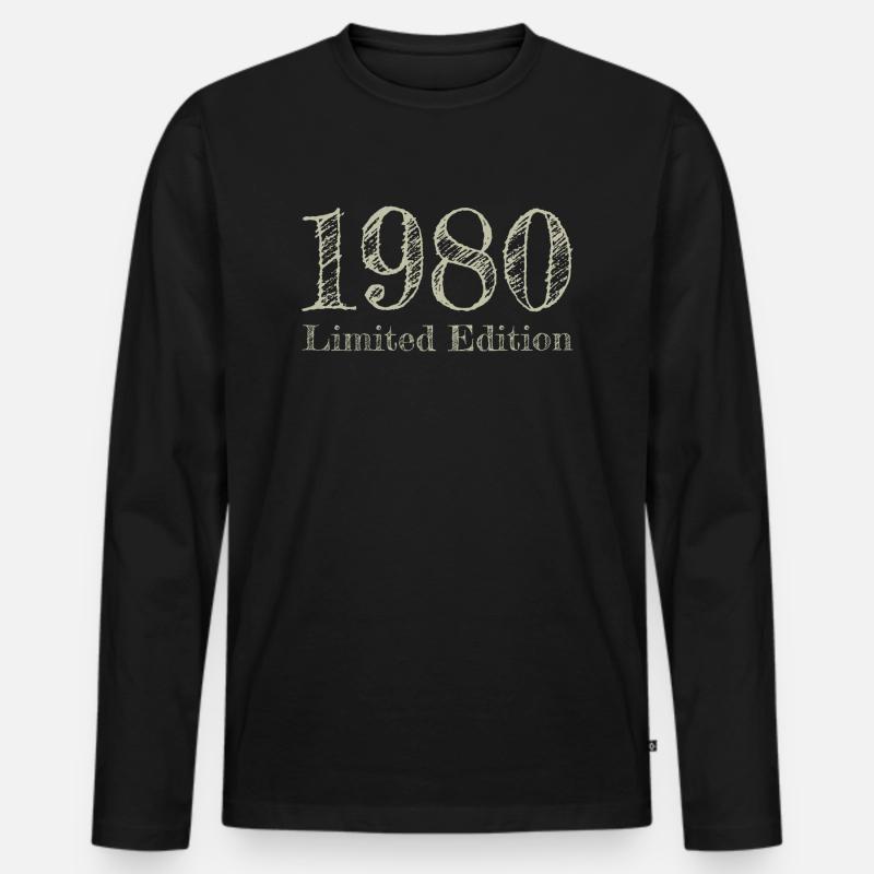 1980 - Männer Premium Bio Langarmshirt - Schwarz