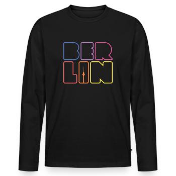 Berlin Kreuzberg Capital Souvenir Berlin - Men's Premium Organic Long Sleeve Shirt - black - Front - Nico (187cm)
