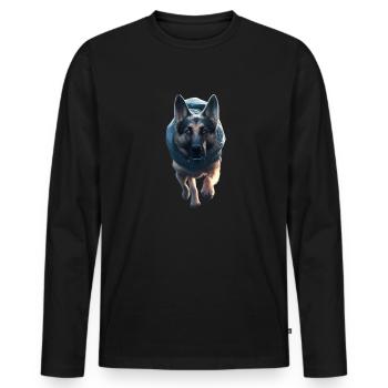 Chien avec sweat à capuche - T-shirt manches longues Premium bio Homme - noir - Devant - Nico (187cm)