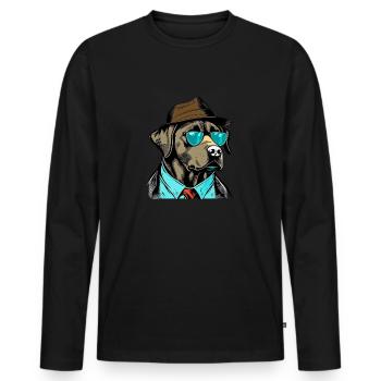 Labrador Pop Art Detective Dog in Suit - Men's Premium Organic Long Sleeve Shirt - black - Front - Nico (187cm)