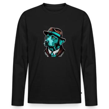 Labrador Pop Art Detective Dog in Suit - Men's Premium Organic Long Sleeve Shirt - black - Front - Nico (187cm)