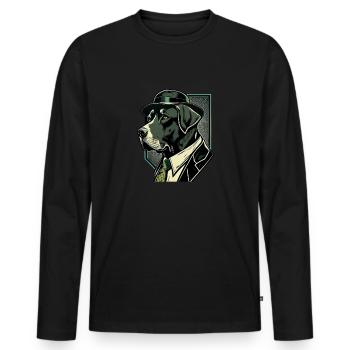 Labrador Pop Art Chien détective en costume - T-shirt manches longues Premium bio Homme - noir - Devant - Nico (187cm)
