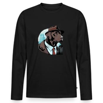 Labrador Pop Art Detective Dog in Suit - Men's Premium Organic Long Sleeve Shirt - black - Front - Nico (187cm)