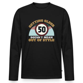 50 ans de vieillissement ne veut pas dire démodé - T-shirt manches longues Premium bio Homme - noir - Devant - Nico (187cm)