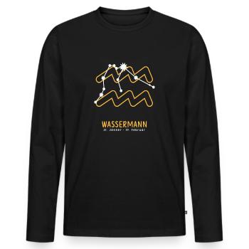 Sternzeichen Illustration Wassermann - Männer Premium Bio Langarmshirt - Schwarz - Vorne - Nico (187cm)