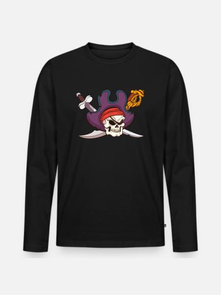 Pirate Skull - Men's Premium Organic Long Sleeve Shirt - black