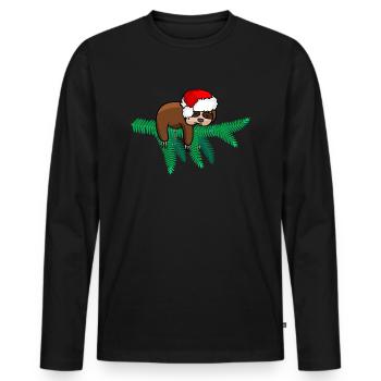 Christmas Sloth Santa - Männer Premium Bio Langarmshirt - Schwarz - Vorne - Nico (187cm)