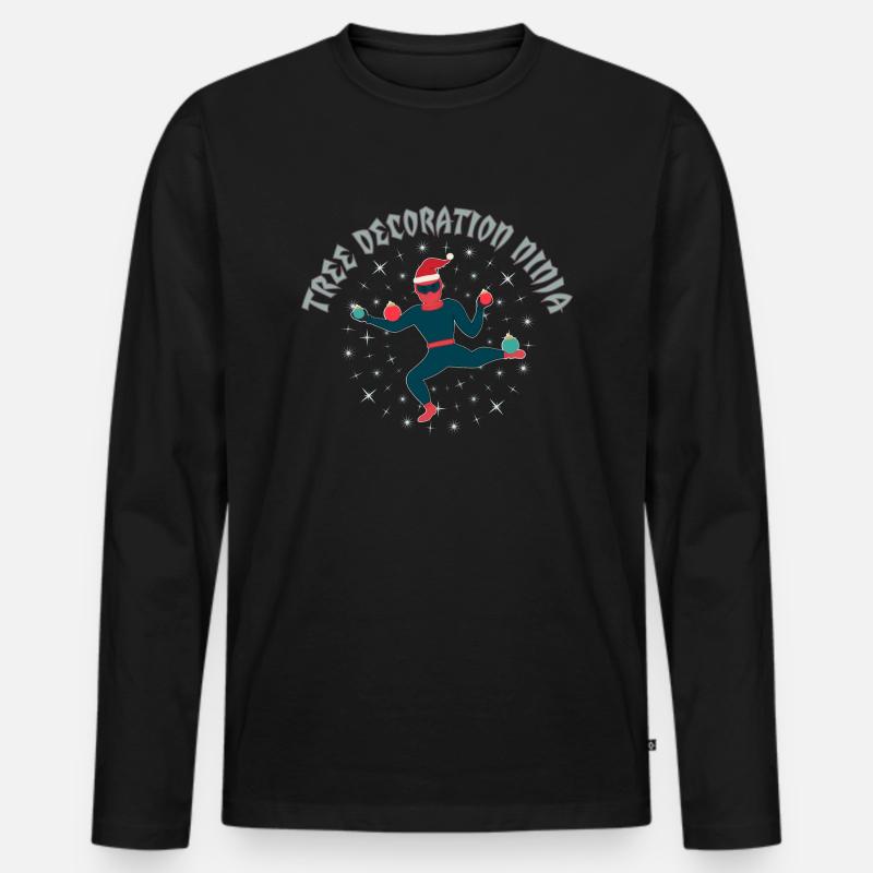 Tree Deoration Ninja - Männer Premium Bio Langarmshirt - Schwarz