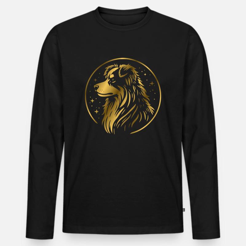 Traumhund Aussie gold - Männer Premium Bio Langarmshirt - Schwarz