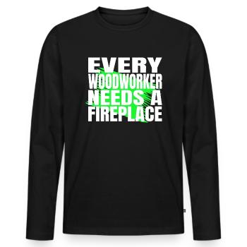 birthday gift wood quote gift idea cutter - Männer Premium Bio Langarmshirt - Schwarz - Vorne - Nico (187cm)