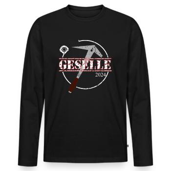 Dachdecker 2024 - Männer Premium Bio Langarmshirt - Schwarz - Vorne - Nico (187cm)
