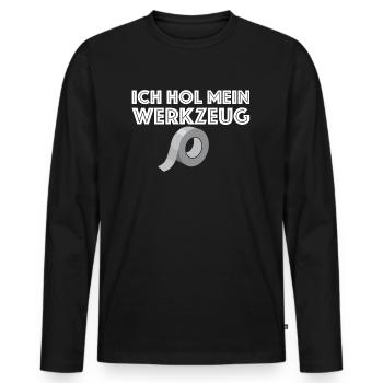 Ich hol mein Werkzeug | Klebeband, Tape, Hammer - Männer Premium Bio Langarmshirt - Schwarz - Vorne - Nico (187cm)