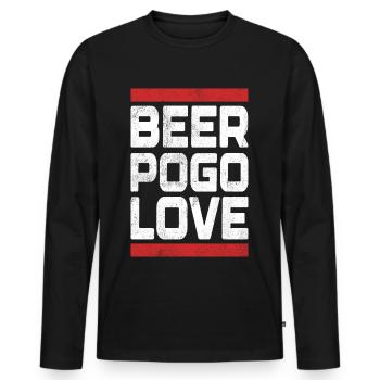 Bière Pogo Amour - T-shirt manches longues Premium bio Homme - noir - Devant - Nico (187cm)