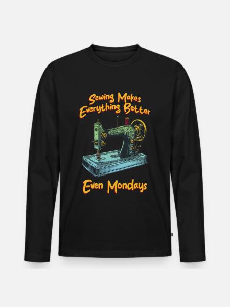 Quiltare Symaskin Sömmerska Kvinnor Flicka Rolig - Ekologisk långärmad premium-T-shirt herr - svart