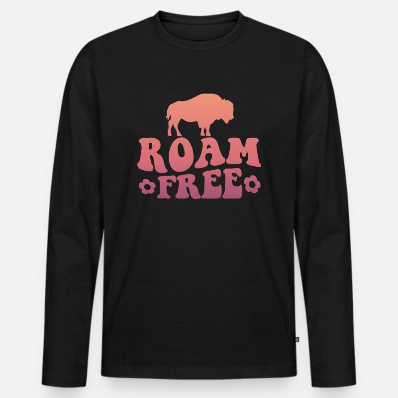 Roam Free Camping - Männer Premium Bio Langarmshirt - Schwarz