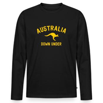 Australia - Down Under - Australien - Känguru - Männer Premium Bio Langarmshirt - Schwarz - Vorne - Nico (187cm)