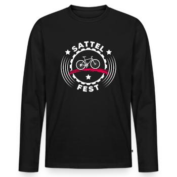 bike sattelfest Fahrradfahrer Drahtesel Fahrrad - Männer Premium Bio Langarmshirt - Schwarz - Vorne - Nico (187cm)