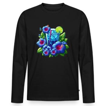 Blue hibiscus tea - Men's Premium Organic Long Sleeve Shirt - black - Front - Nico (187cm)