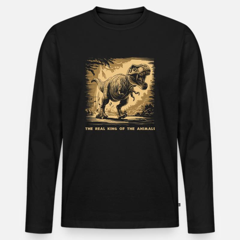 T Rex 07 2024 01 - Männer Premium Bio Langarmshirt - Schwarz