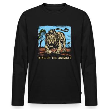 African Lion 2024 03 - Männer Premium Bio Langarmshirt - Schwarz - Vorne - Nico (187cm)