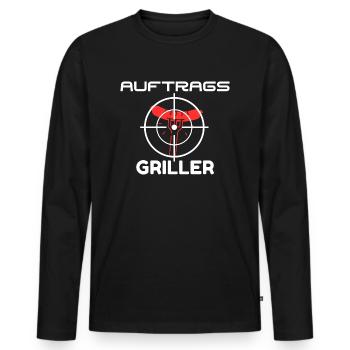 Contract Griller T-shirt BBQ drôle - T-shirt manches longues Premium bio Homme - noir - Devant - Nico (187cm)