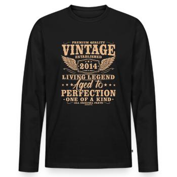 Vintage 2014 Jahrgang Geburtstag Retro Geschenk - Männer Premium Bio Langarmshirt - Schwarz - Vorne - Nico (187cm)