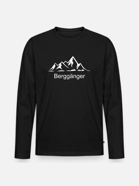 Berggänger, Berg - Männer Premium Bio Langarmshirt - Schwarz