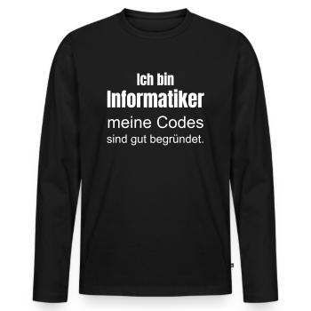 Informaticien - T-shirt manches longues Premium bio Homme - noir - Devant - Nico (187cm)