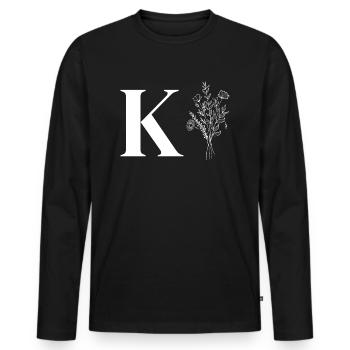 Minimalist flowers - Men's Premium Organic Long Sleeve Shirt - black - Front - Nico (187cm)
