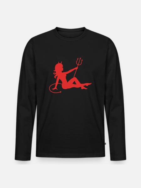 Erotisch Teufel Mädchen - Männer Premium Bio Langarmshirt - Schwarz