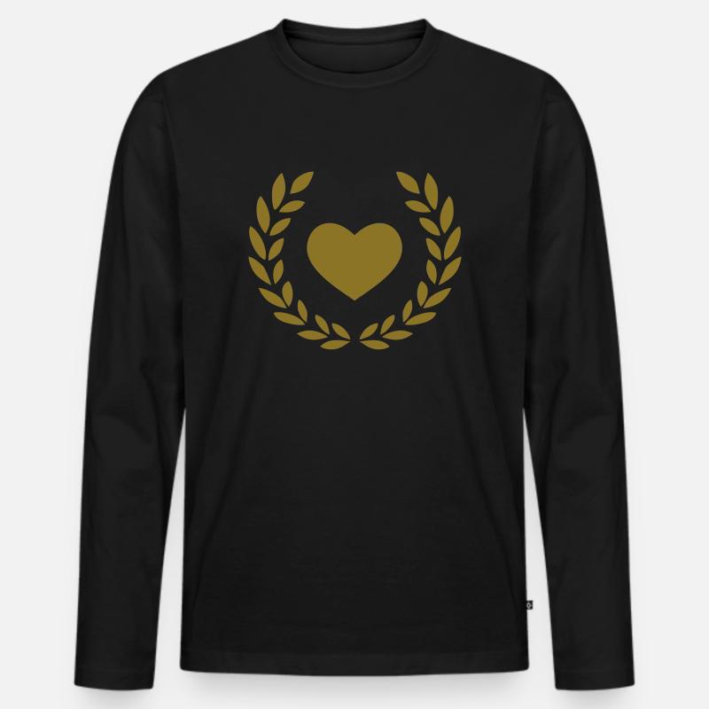 Herz - Männer Premium Bio Langarmshirt - Schwarz