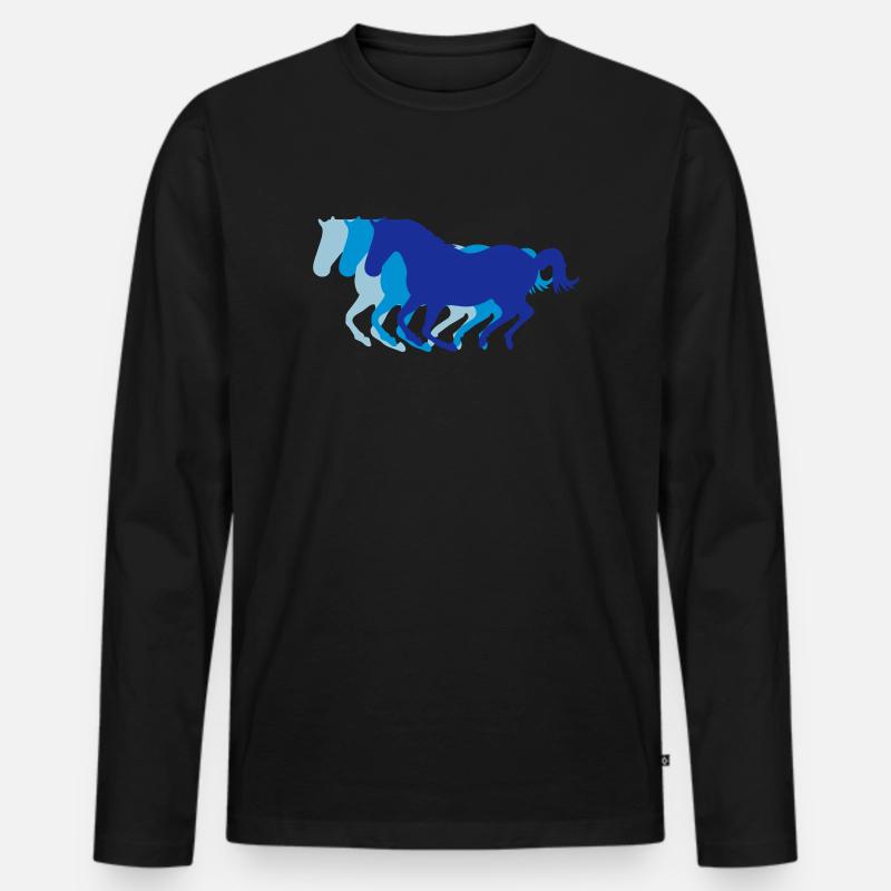 Drei Pferde im Galopp - Männer Premium Bio Langarmshirt - Schwarz