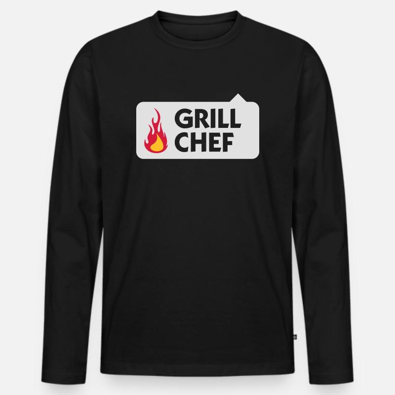 Ich bin der Grill Chef! - Männer Premium Bio Langarmshirt - Schwarz