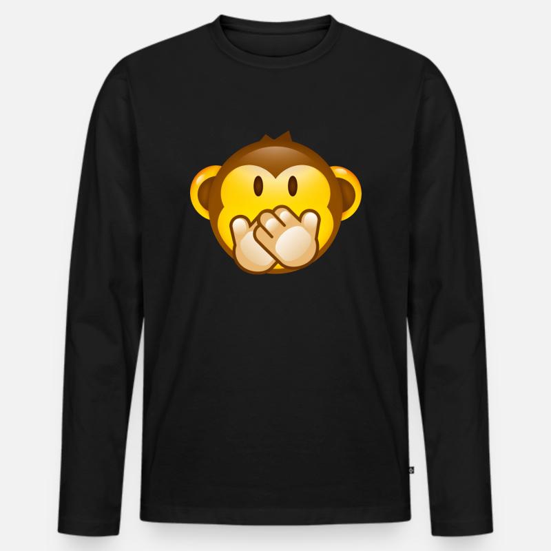 Smiley Monkey -No Saying- - Männer Premium Bio Langarmshirt - Schwarz