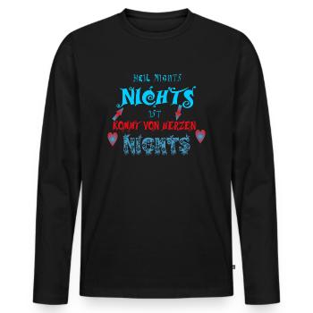 Nichts - Geschenkidee - Nichts schenken - Männer Premium Bio Langarmshirt - Schwarz - Vorne - Nico (187cm)